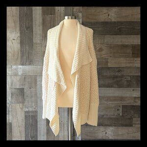 Anthropologie Cream Chunky Knit Open-Front Cardigan